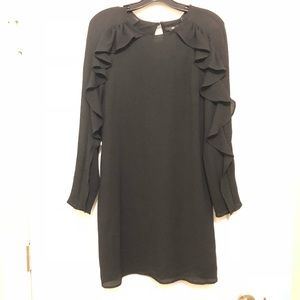 H&M Long Sleeve Ruffle Black Dress NWT Sz 8